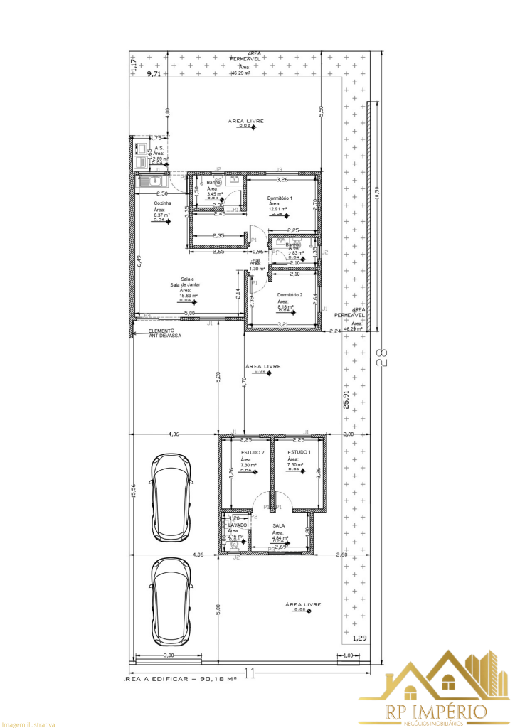 Casa 54 – quarto com suíte – programa casa verde e amarela