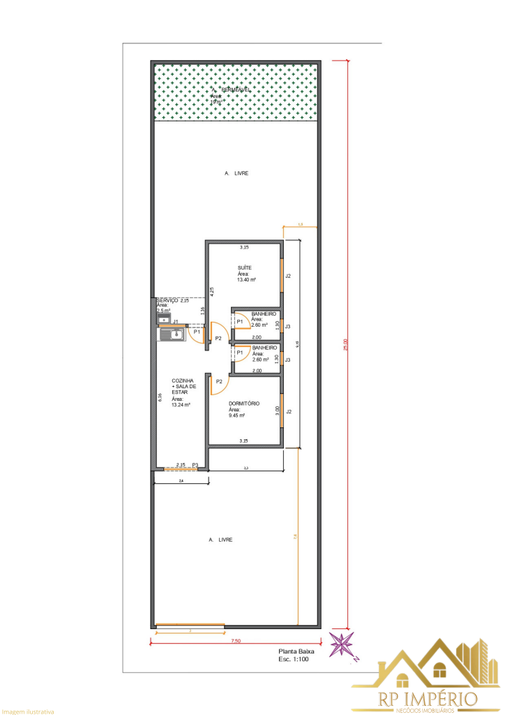 Casa 54 – quarto com suíte – programa casa verde e amarela