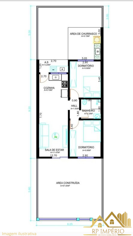 Casa 54 – quarto com suíte – programa casa verde e amarela